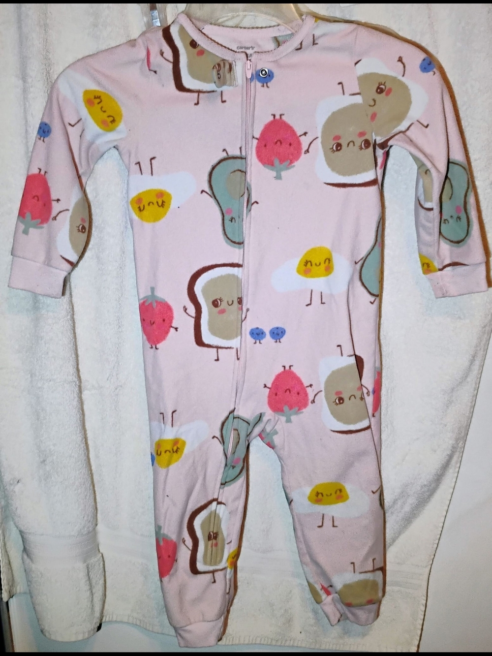 Carter's Pink Breakfast Zip One-Piece Pajamas